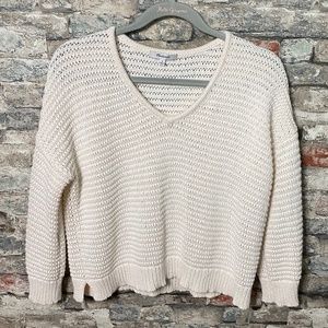Madewell Cream Open Knit Crop Sweater